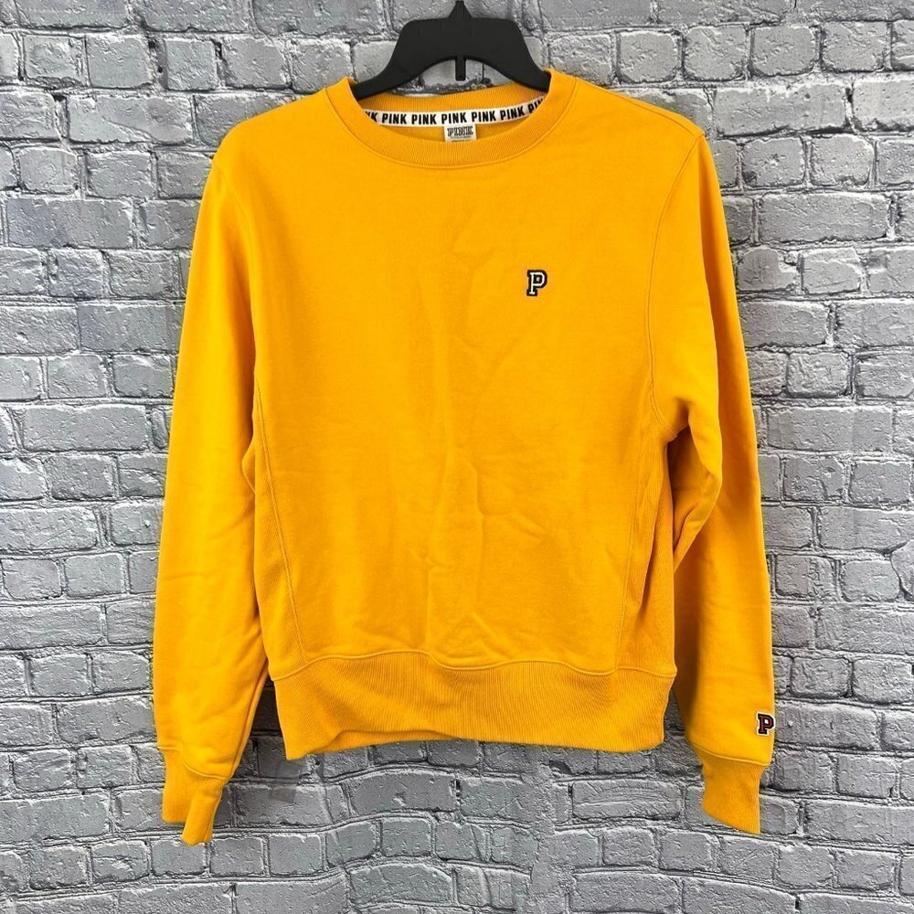 PINK Victoria's Secret  Gold  Reverse Weave Crew Neck Sweatshirt Size‎ S